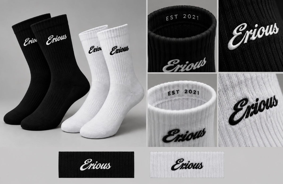 Core range triple pack Black and White Erious Socks  ( LATE NOVEMBER PRE ORDERS )